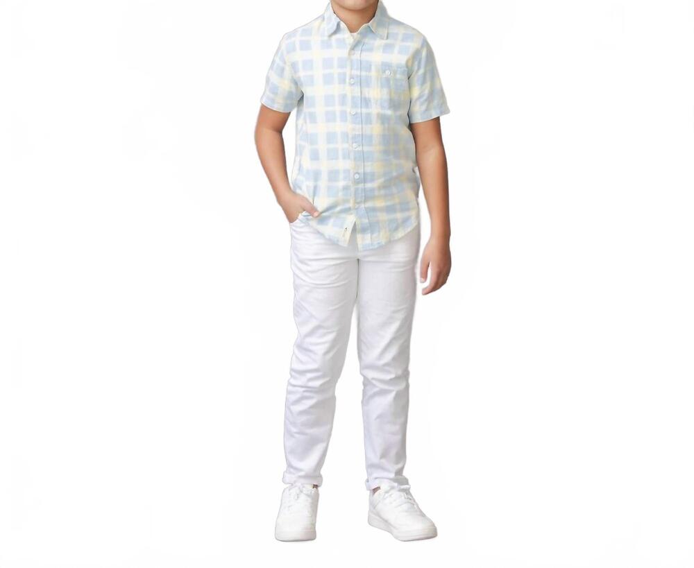 NEW HOPE & HENRY linen short sleeve shirt in sunlit plaid